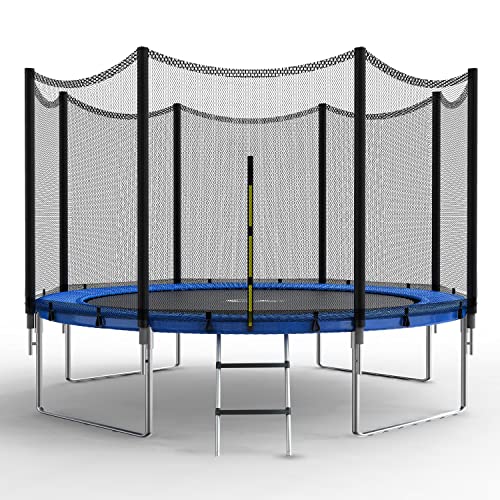 YSSOA 14FT Trampoline with Safety Enclosure and Wind Stakes Blue