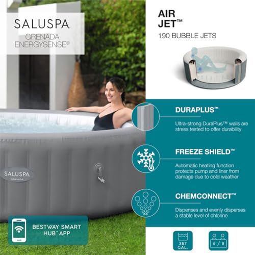 Bestway SaluSpa Grenada AirJet Inflatable Hot Tub Gray