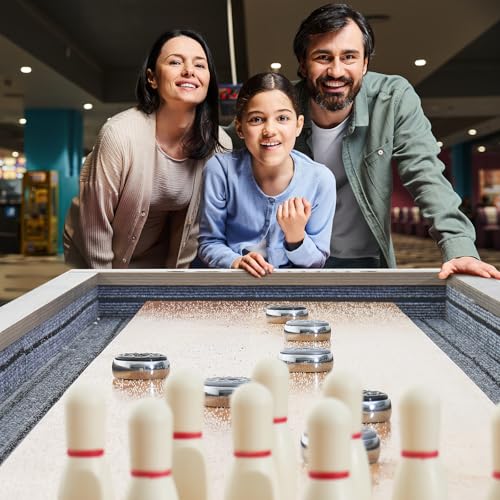 VEVOR Shuffleboard Table 11.5 ft 2-in-1 Combo Game Set Black + Brown