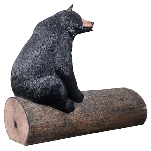 Design Toscano Black Bear on a Log Sculptural Bench 62 Inch Wide Black/Brown