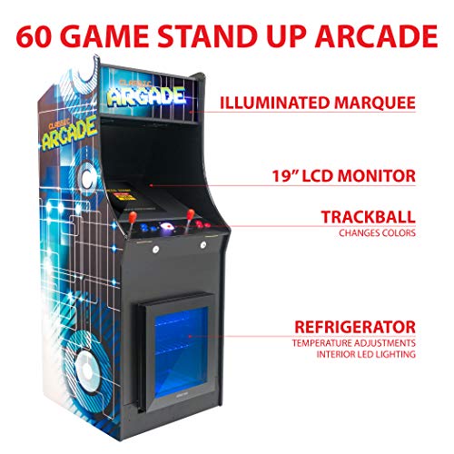 Creative Outdoor Distributor Stand-Up Arcade Machine 2-Player 60 Games with Fridge & Stools