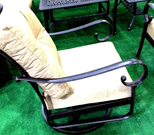 Patio Land Santa Anita Outdoor Patio Set of 4 Swivel Rocker Club Chairs Dark Bronze