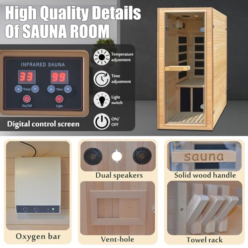 Homsido Far Infrared Mini Indoor Sauna Hemlock Wood Beige