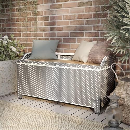 Furniture of America Gray Aluminum Patio Loveseat & Storage Bench Outdoor Set of 2 Grey