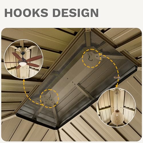 DWVO 10x12ft Hardtop Gazebo with Nettings and Curtains Bronze