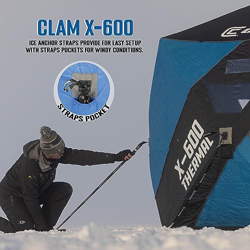 CLAM X-600 Portable 6 Person Thermal Hub Shelter Tent for Ice Fishing