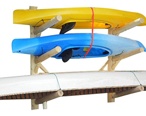 Log Kayak Rack Dock Mounted 1 Canoe Plus 2 Kayak or SUP Log Rack Unfinished