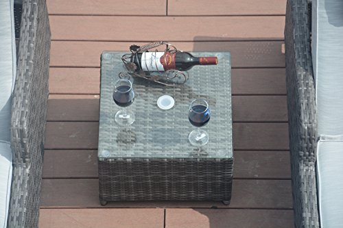 Direct Wicker 3 Pcs Outdoor Patio Rattan Wicker Lounge Chair Set with Table Grey