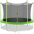 BestMassage 14FT Rectangle Trampoline with Enclosure Net Green