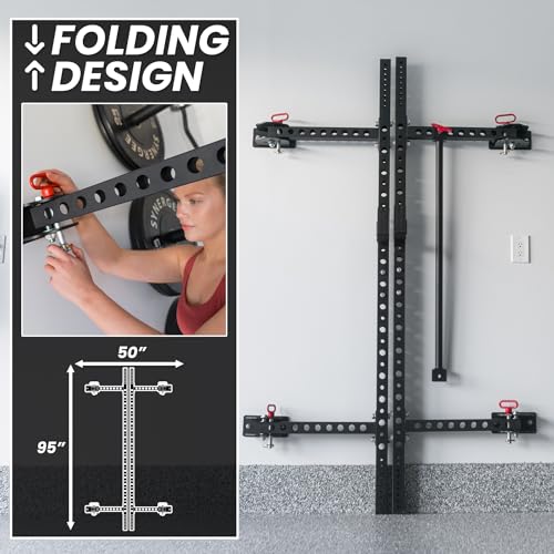 Synergee 2200 Series Folding Squat Rack with J-Cups & Pull Up Bar 95" Tall - 21" Depth