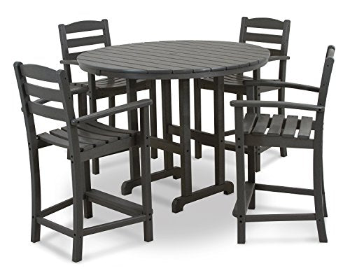 Polywood La Casa Café 5-Piece Counter Set Slate Grey