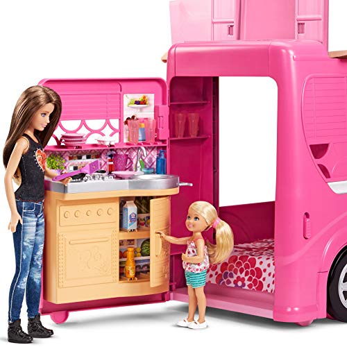 Barbie Pop-Up Camper 3-Story Play Set with Pool, Pink