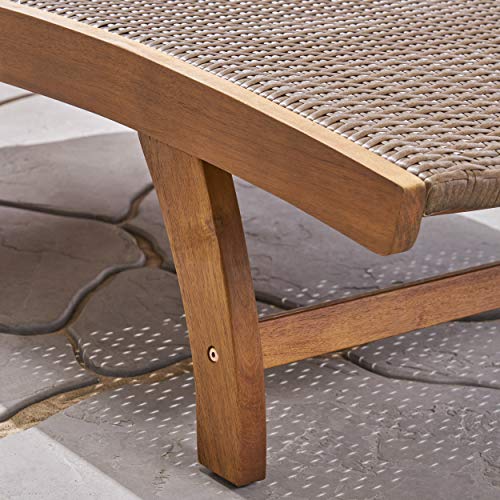 Great Deal Furniture Outdoor Wicker and Wood Chaise Lounge Set of 4 Brown Teak Finish