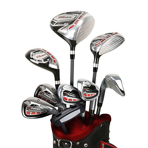Powerbilt Pro Power Complete Golf Set for Men Left Hand Silver Black Red