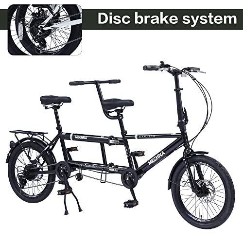 GOJLEX Foldable Tandem Bike 20” City Folding Bicycle Black