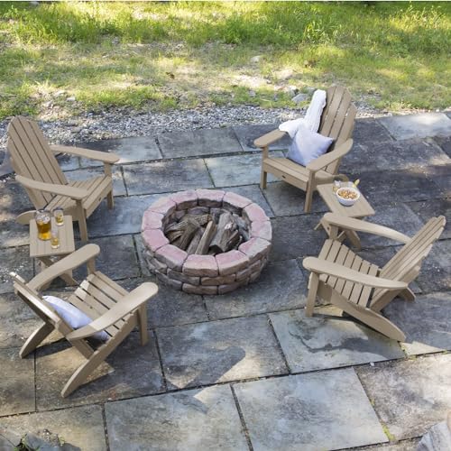 Highwood Classic Westport Adirondack 6pc Set, 4 Chairs & 2 Folding Side Tables Woodland Brown