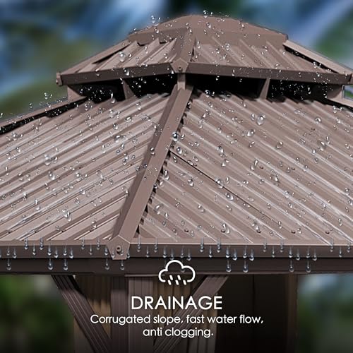 Kozyard Caesar 12'x16' Hardtop Gazebo with Netting and Curtains Brown