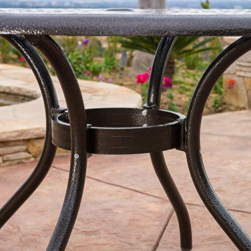 Christopher Knight Home Hallandale 5-Pc Outdoor Cast Aluminum Dining Set Hammered Bronze