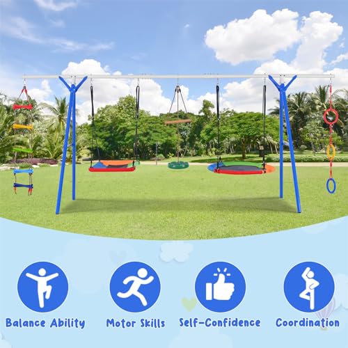 PRODC 5-in-1 Outdoor Toddler Swing Set with Steel Frame