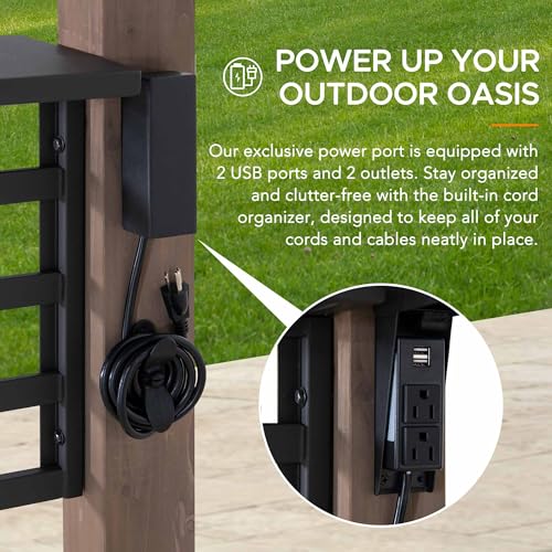 Sunjoy Wooden Grill Gazebo 8x12 ft Brown