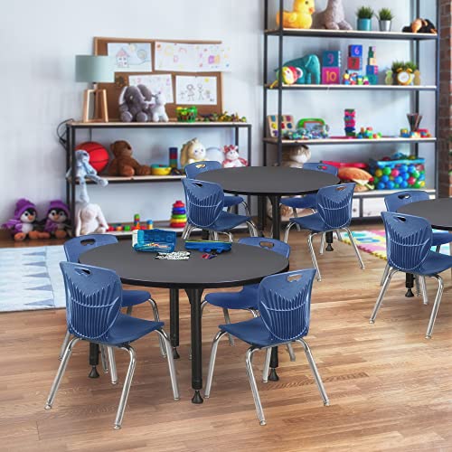 Regency Kee Height Adjustable Classroom Table Set with Four 12" Andy Chairs 42" Grey/Navy