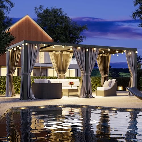 RoyalCraft 10' x 20' Outdoor Adjustable Louvered Pergola Gray