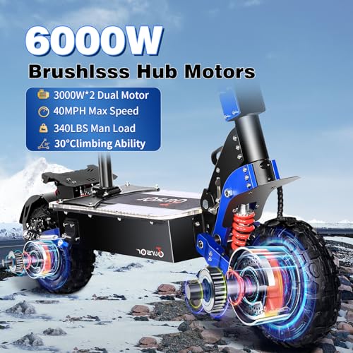 Toursor Electric Scooter 60V 3000W Dual Drive Foldable Off-Road Blue