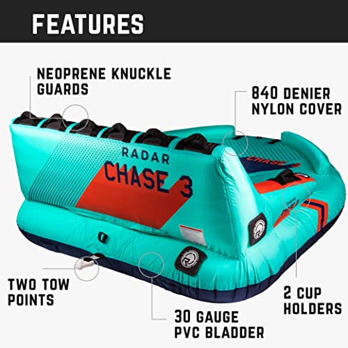 Radar The Chase Lounge Towable Tube 3 Person Mint/Navy/Red