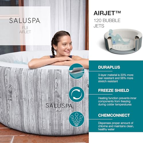 Bestway SaluSpa Fiji AirJet Inflatable Hot Tub with Spa Seat & Headrest Gray