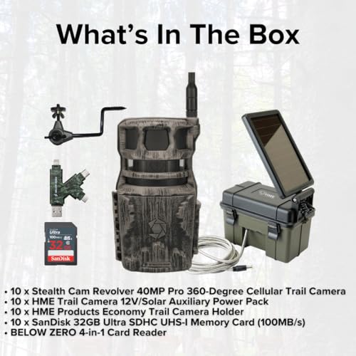 Stealth Cam Revolver 40MP Pro 360-Degree Cellular Trail Camera Bundle (10-Pack)