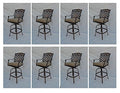Patio Land St Augustine Outdoor Patio Bar Stools Dark Bronze Solid Cast Aluminum with Walnut Sunbrella Cushions (30")