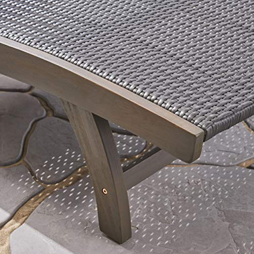 Great Deal Furniture Outdoor Wicker and Wood Chaise Lounge Set of 4 Gray
