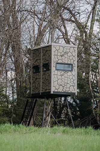 MUDDY Striker Box Blind with Elite 5 Tower, Steel Wall Construction, Cracked Mud Camo Multi