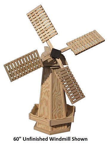 Backyard Crafts Amish-Made Working Dutch Windmill Yard Decoration 60" Tall Blue/White