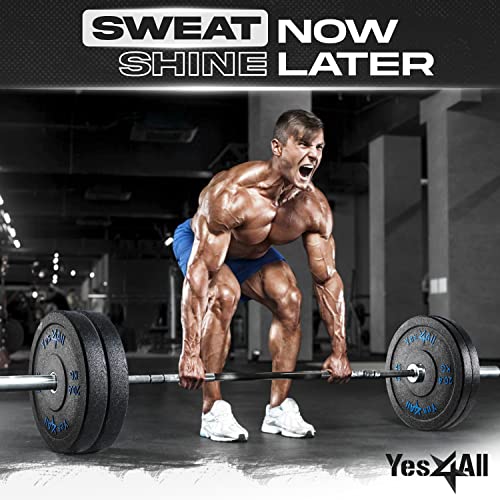 Yes4All 2-Inch Bumper Plate Olympic Rubber Weight Plate 250LB Plate Set