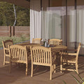 Amazonia Teak Extendable Oval Newcastle Patio Dining Set 7-Piece Brown