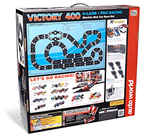AW AUTO WORLD 36' Victory 400 4 Lane Slot Race Set HO Scale Factory