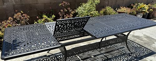 Sunvuepatio 11 Piece Patio Dining Set Cast Aluminum Outdoor Furniture Rectangular Extendable Table Desert Bronze