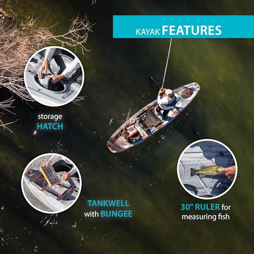 Lifetime Yukon Angler Sit-On-Top Fishing Kayak with Triple Rod Holder and Paddle 11' 6" Gray