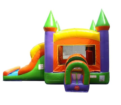 TentandTable Inflatable Bounce House with Slide Orange Rainbow