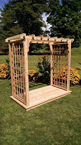 Backyard Crafts Amish-Made Lexington Style Cedar Arbor - 6' Wide Walkthrough, Linden Leaf Stain