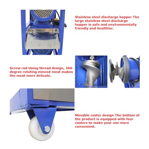 BREVELTION 220V Electric Meat Grinder 3KW 400-500KG/H Blue