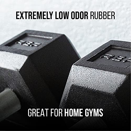REP Rubber Hex Dumbbell Set 5-75 lb with 3-Tier Rack and Flat Bench