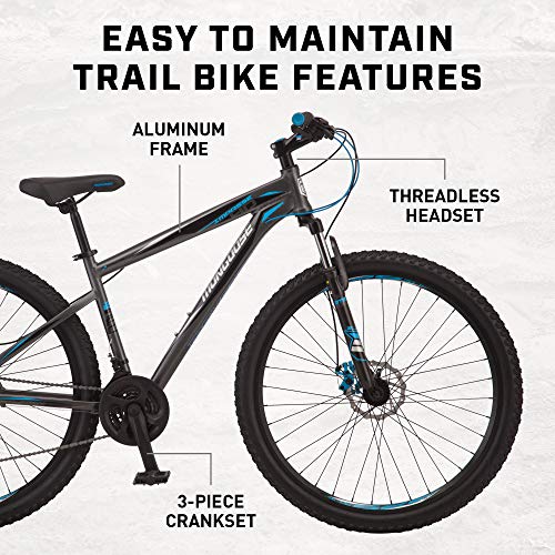 Mongoose Impasse HD Mountain Bike Aluminum Frame Twist Shifters 29-Inch Wheels Charcoal