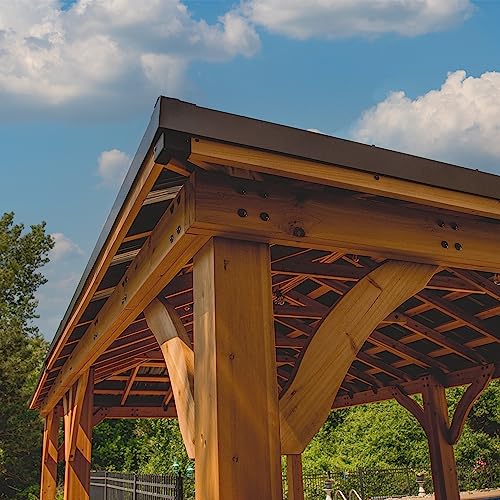Backyard Discovery Barrington 20' x 12' Cedar Wood Gazebo Pavilion Light Brown
