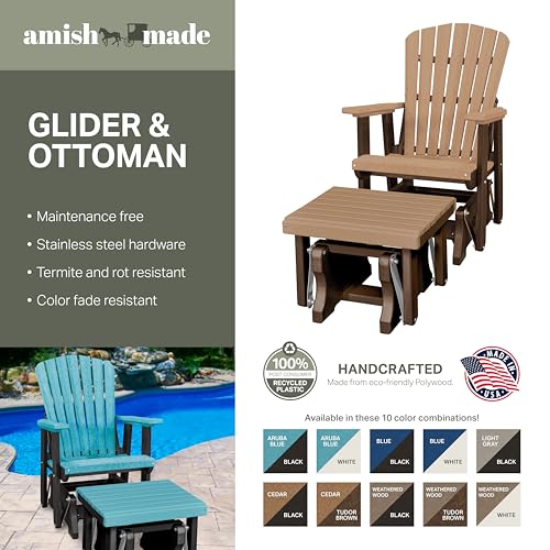 American Furniture Classics Chair and Gliding Glider Ottoman Combo Cedar and Tudor Brown