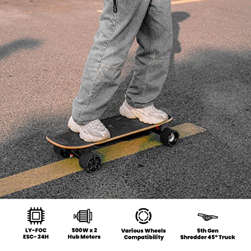 Meepo Mini Electric Skateboard with Remote, 28 MPH, 11 Mile Range, 330 lbs Max Load, Maple Cruiser Black