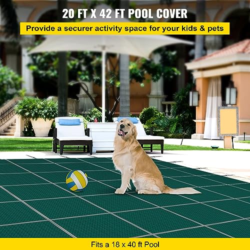 WACTO Rectangular Winter Pool Cover Triple Stitched High Strength Mesh Green 20ft x 42ft