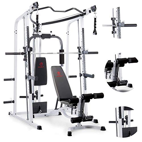 MARCY Pro Smith Cage Home Gym System White