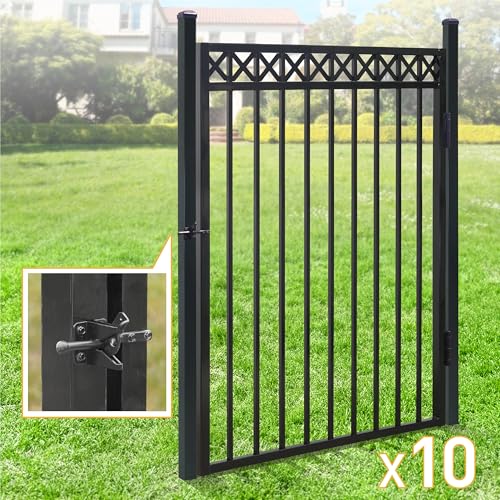 Fencer Wire Heavy Duty Flat Top X-Pattern Decorative Fence Gate Black, 5FT x 4FT, Pack of 10
